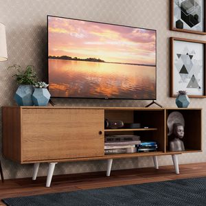Rack Madesa Dubai para TV até 65 Polegadas com Pés Rustic/Branco 5Z09
