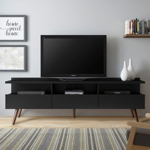 Rack para TV até 65 Polegadas Madesa Londres com Pés Retro Preto