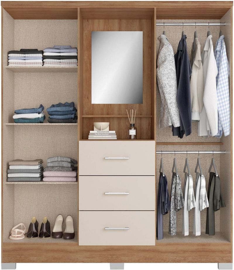 GUARDA-ROUPA---ROUPEIRO-4-PORTAS-3-GAVETAS-COM-ESPELHO-ROMA-CARRARO-FREIJO-E-OFF-WHITE