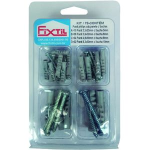 Bucha Para Parafuso Philips Fixtil Kit com 78 Unidades