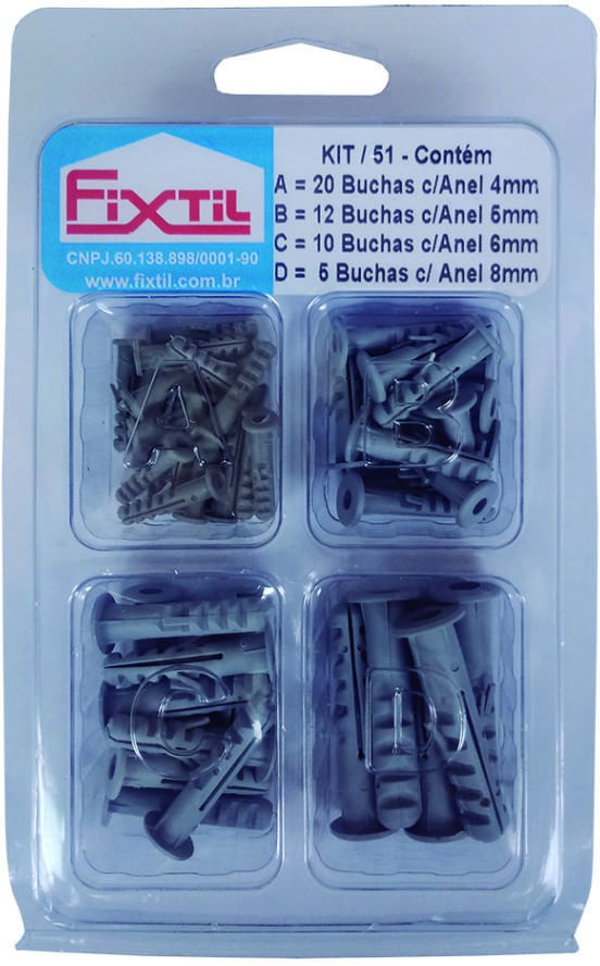 Bucha-Para-Parafuso-Fixtil-Para-Fixacao-com-Anel-4mm-5mm-6mm-8mm-Kit-com-51-Unidades