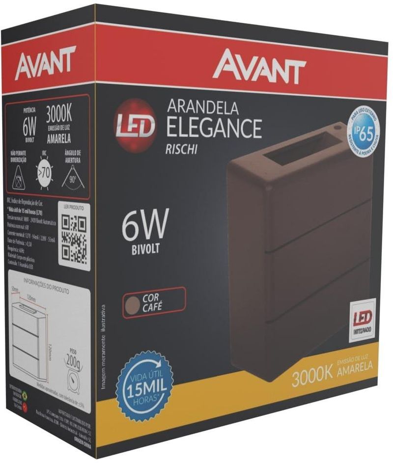 ARANDELA-ELEGANCE-RISCHI-LED-6W-3000K-POLICARBONATO-AVANT-CAFE-BIVOLT