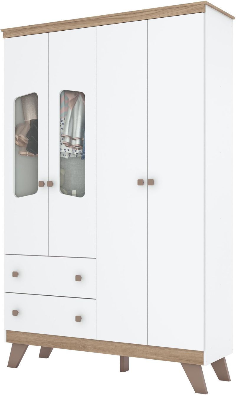 GUARDA-ROUPA---ROUPEIRO-INFANTIL-4-PORTAS-2-GAVETAS-COM-VIDRO-CONFETE-HENN-BRANCO-E-JEQUETIBA