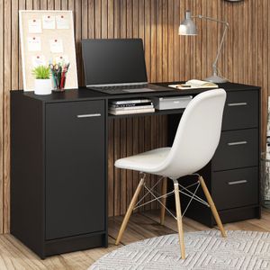 Escrivaninha Mesa para Computador Madesa Alaska 3 Gavetas 1 Porta Preto