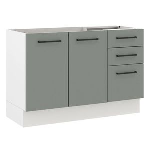 Balcão Gabinete de Pia Madesa Agata 2 Portas e 3 Gavetas (Sem Tampo e Pia) Branco/Cinza