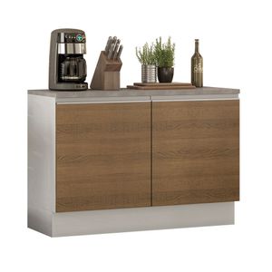 Balcão de Pia Madesa Glamy 120 cm 2 Portas (Com Tampo) Branco/Rustic