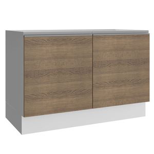 Balcão Gabinete de Pia Madesa Glamy 120 cm 2 Portas (Sem Tampo e Pia) Branco/Rustic