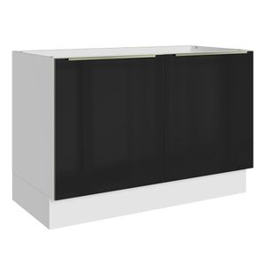 Balcão Gabinete de Pia Madesa Lux 120 cm 2 Portas (Sem Tampo) Branco/Preto