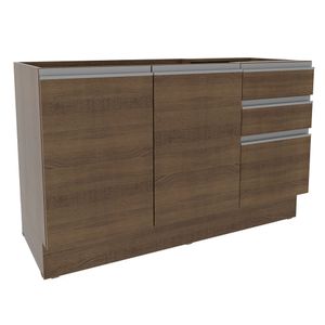 Balcão Gabinete de Pia Madesa Glamy 120 cm 2 Portas e 3 Gavetas (Sem Tampo e Pia) Rustic