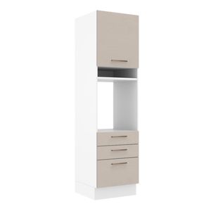 Torre Quente 60 cm 1 Porta 3 Gavetas Branco/Crema Agata Madesa