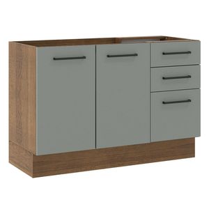 Balcão Gabinete de Pia Madesa Agata 2 Portas e 3 Gavetas (Sem Tampo e Pia) Rustic/Cinza