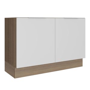 Balcão Gabinete de Pia Madesa Stella 2 Portas (Sem Tampo e Pia) Rustic/Branco
