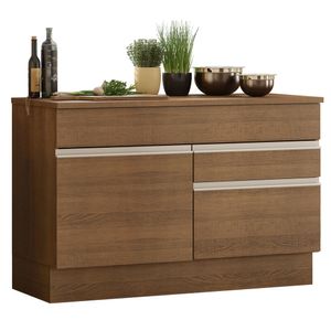 Balcão de Pia Madesa Glamy 120 cm 1 Porta e 2 Gavetas (Com Tampo) Rustic