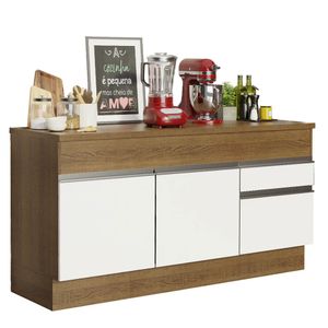 Balcão de Pia Madesa Glamy 150 cm 2 Portas e 2 Gavetas (Com Tampo) Rustic/Branco