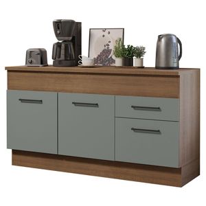 Balcão de Pia Madesa Agata 150 cm 2 Portas e 2 Gavetas (Com Tampo) Rustic/Cinza