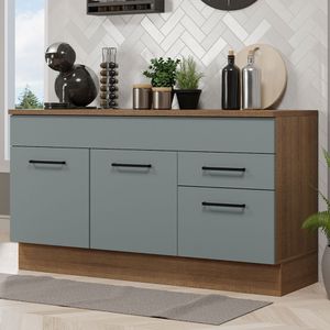 Balcão Gabinete de Pia Madesa Agata 150 cm 2 Gavetas 2 Portas (Com Tampo) Rustic/Cinza