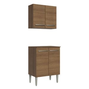 Kit com Armário Aéreo e Balcão 64cm Rustic Emilly Madesa
