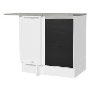 Balcão de Canto Madesa Glamy 1 Porta Branco/Preto