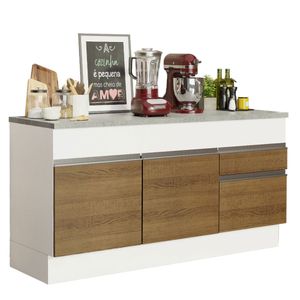Balcão de Pia Madesa Glamy 150 cm 2 Portas e 2 Gavetas (Com Tampo) Branco/Rustic