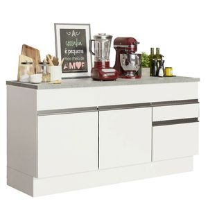 Balcão de Pia Madesa Glamy 150 cm 2 Portas e 2 Gavetas (Com Tampo) Branco