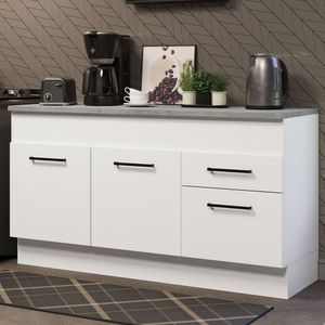 Balcão de Pia Madesa Agata 150 cm 2 Portas e 2 Gavetas (Com Tampo) Branco