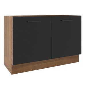 Balcão Gabinete de Pia Madesa Agata 2 Portas (Sem Tampo e Pia) Rustic/Preto