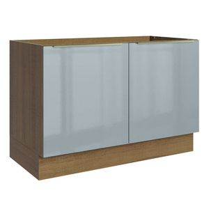 Balcão Gabinete de Pia Madesa Lux 120 cm 2 Portas (Sem Tampo) Rustic/Cinza
