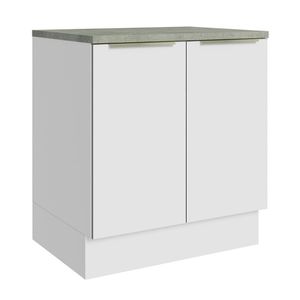 Balcão Madesa Lux 70 cm 2 Portas - Branco/Branco Veludo (Com Tampo)