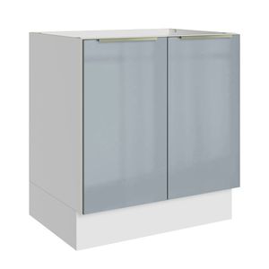 Balcão Madesa Lux 70 cm 2 Portas - Branco/Cinza (Sem Tampo)