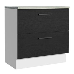 Balcão 80 cm 2 Gavetas Branco/Preto Agata Madesa