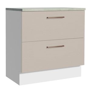 Balcão 80 cm 2 Gavetas Branco/Crema Agata Madesa
