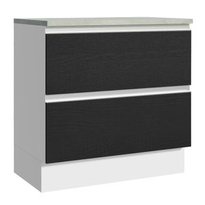 Balcão 80 cm 2 Gavetas Branco/Preto Glamy Madesa
