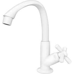Torneira Pia Banheiro Tigre de Mesa Bica Alta Cross Branca 1/2" 300488