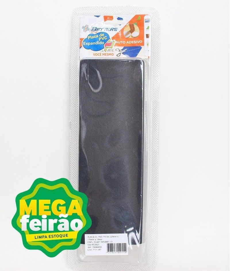 Placa PVC Betters Preta 220x170x10mm