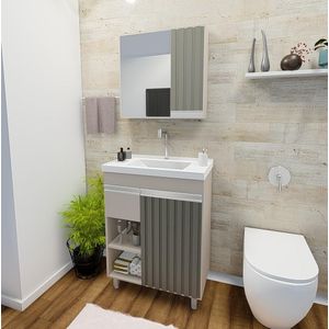Conjunto de Móveis Para Banheiro Tedox Napole 80cm Cobalto e Chumbo