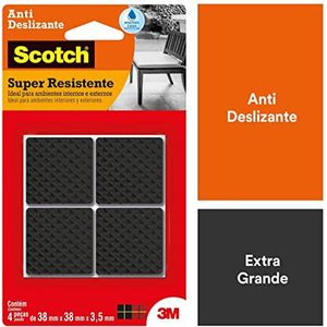 Protetor Antideslizante 3M Scotch Quadrado Preto Extra Grande Cartela com 4 Unidades