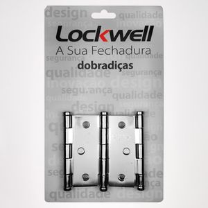 Dobradiça Para Porta Lockwell 3" x 2.1/2" Ferro Cromo Cartela com 3 Unidades