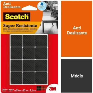 Protetor Antideslizante 3M Scotch Quadrado Preto Médio Cartela com 12 Unidades