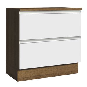 Balcão 80 cm 2 Gavetas Rustic/Branco Glamy Madesa