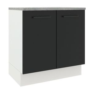 Balcão Madesa Agata 80 cm 2 Portas Branco/Preto