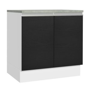 Balcão Madesa Glamy 80 cm 2 Portas Branco/Preto