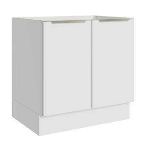 Balcão Madesa Lux 80 cm 2 Portas (Sem Tampo) Branco/Branco Veludo