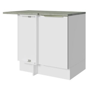 Balcão de Canto Madesa Lux 1 Porta 60 cm Profundidade (Com Tampo) Branco/Branco Veludo