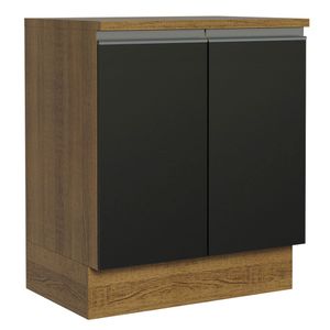 Balcão de Cozinha Madesa Glamy 70 cm 2 Portas Rustic/Preto