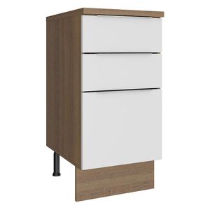 Balcão Madesa Stella 40 cm 3 Gavetas Rustic/Branco