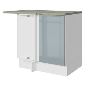 Balcão de Canto Madesa Lux 1 Porta 60 cm Profundidade (Com Tampo) Branco/Cinza