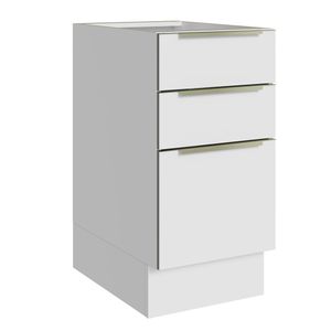 Balcão Madesa Lux 40 cm 3 Gavetas (Sem Tampo) Branco/Branco Veludo