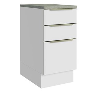 Balcão 40 cm 3 Gavetas Branco/Branco Veludo Lux Madesa