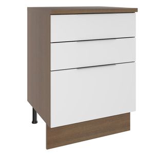 Balcão Madesa Stella 60 cm 3 Gavetas Rustic/Branco