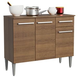 Balcão Gabinete Madesa Emilly 3 Portas e 1 Gaveta Rustic